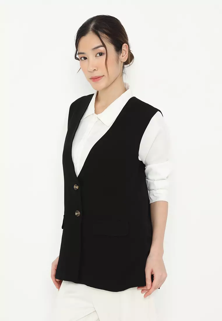 Basic Vest in Black By Brilliant girl Warna HITAM