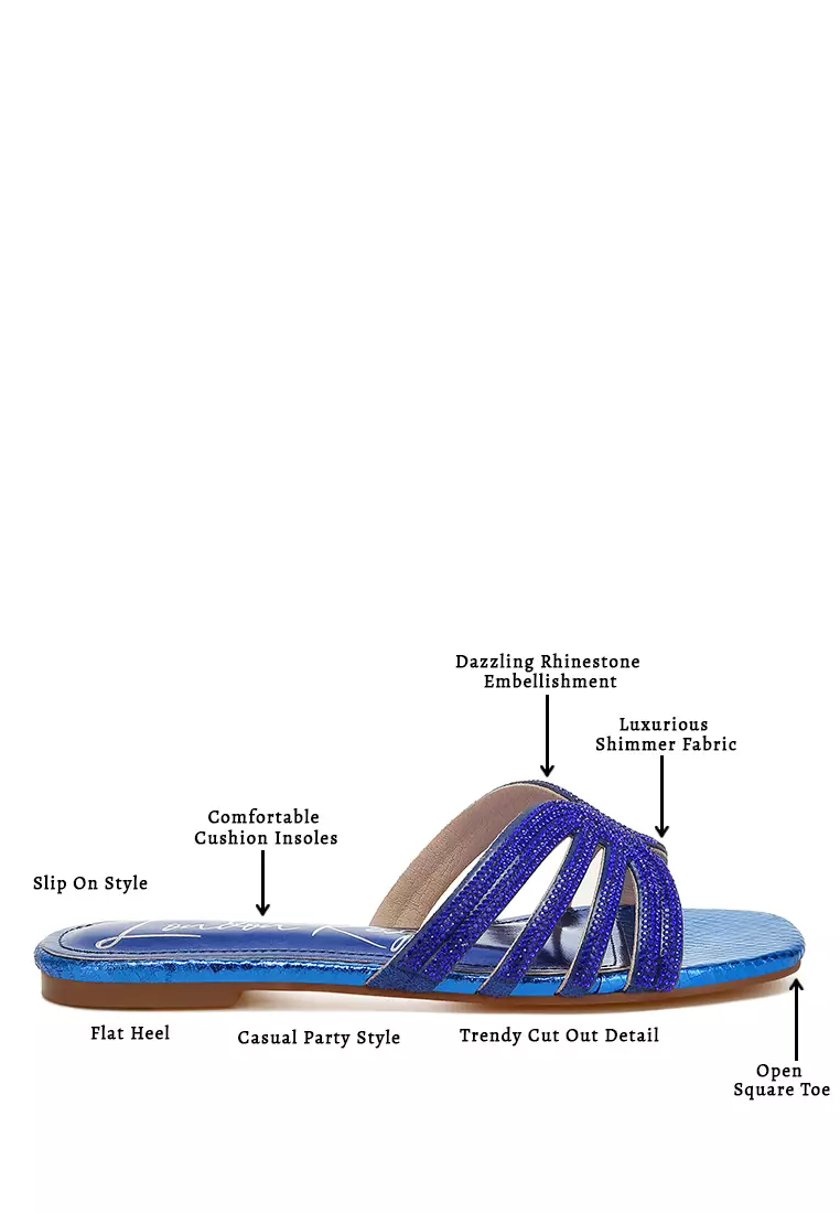 Flat Potong Berlian Imitasi Biru Royal