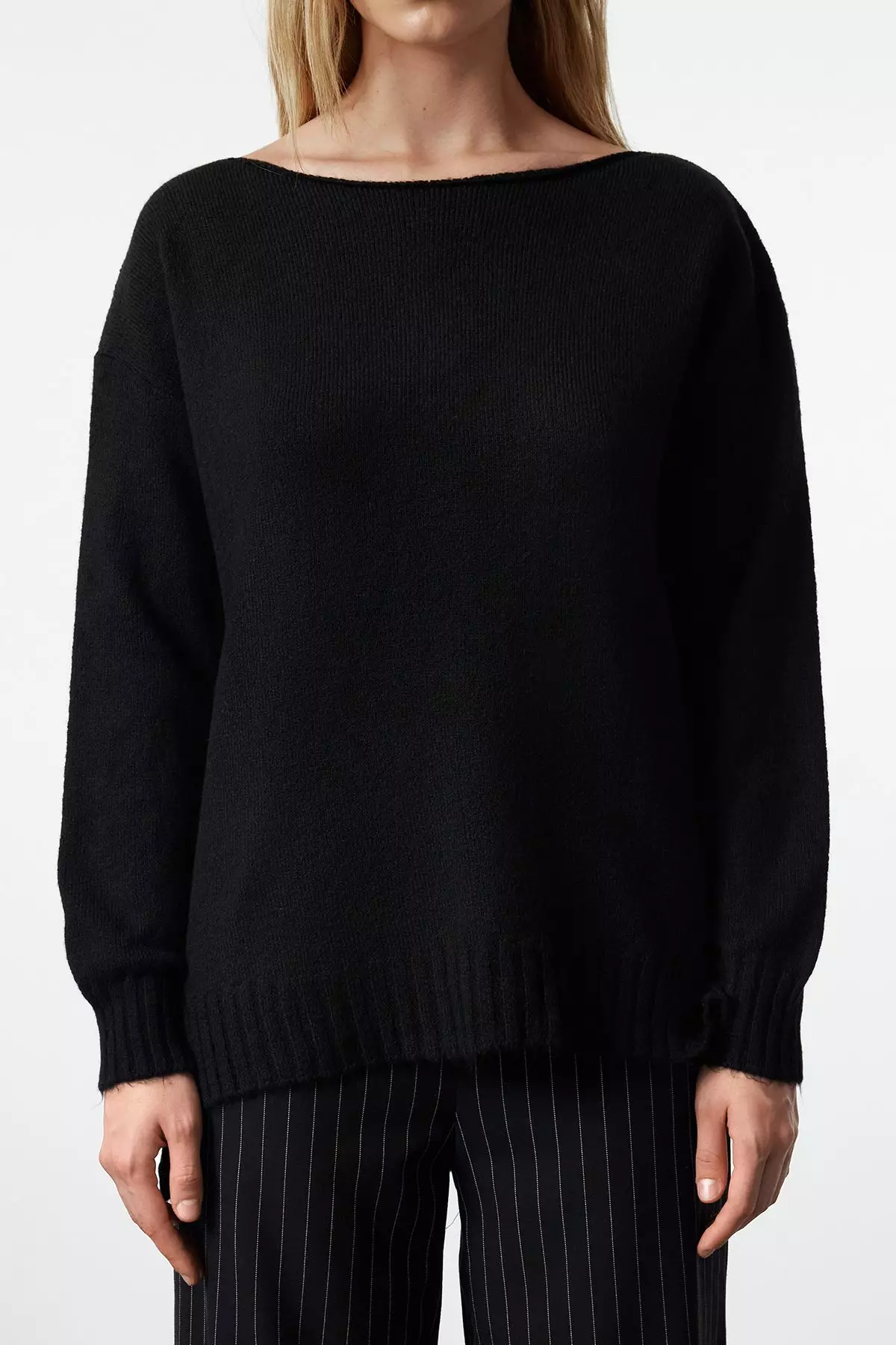 Boat Neck Slit Jumper