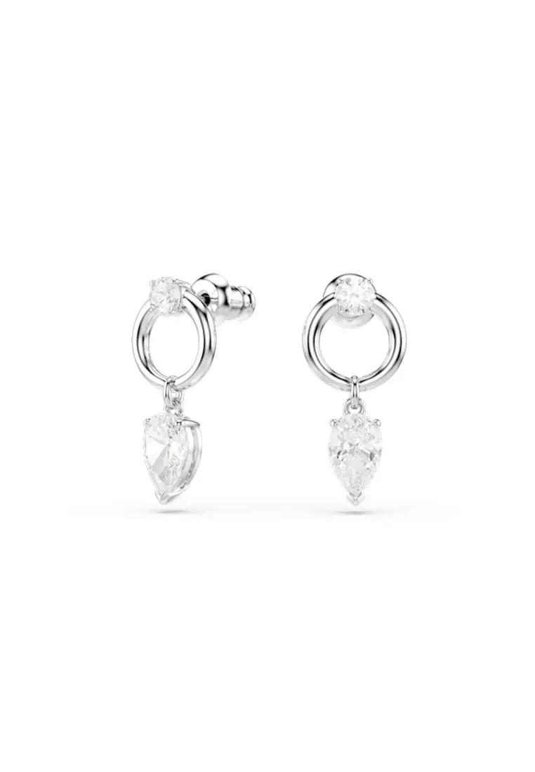 Mesmera Drop Earrings, Mixed Cuts, White, Rhodium Plated