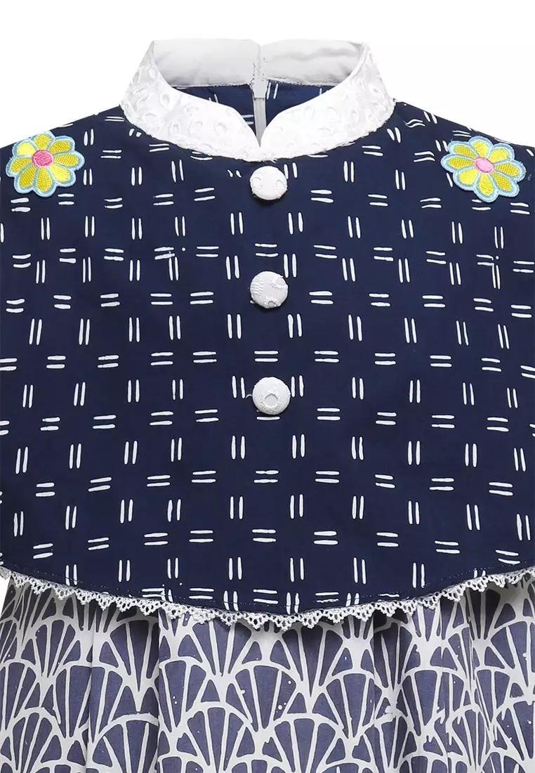 Baju Dress Anak Perempuan Livia Kids Lengan Pendek Navy