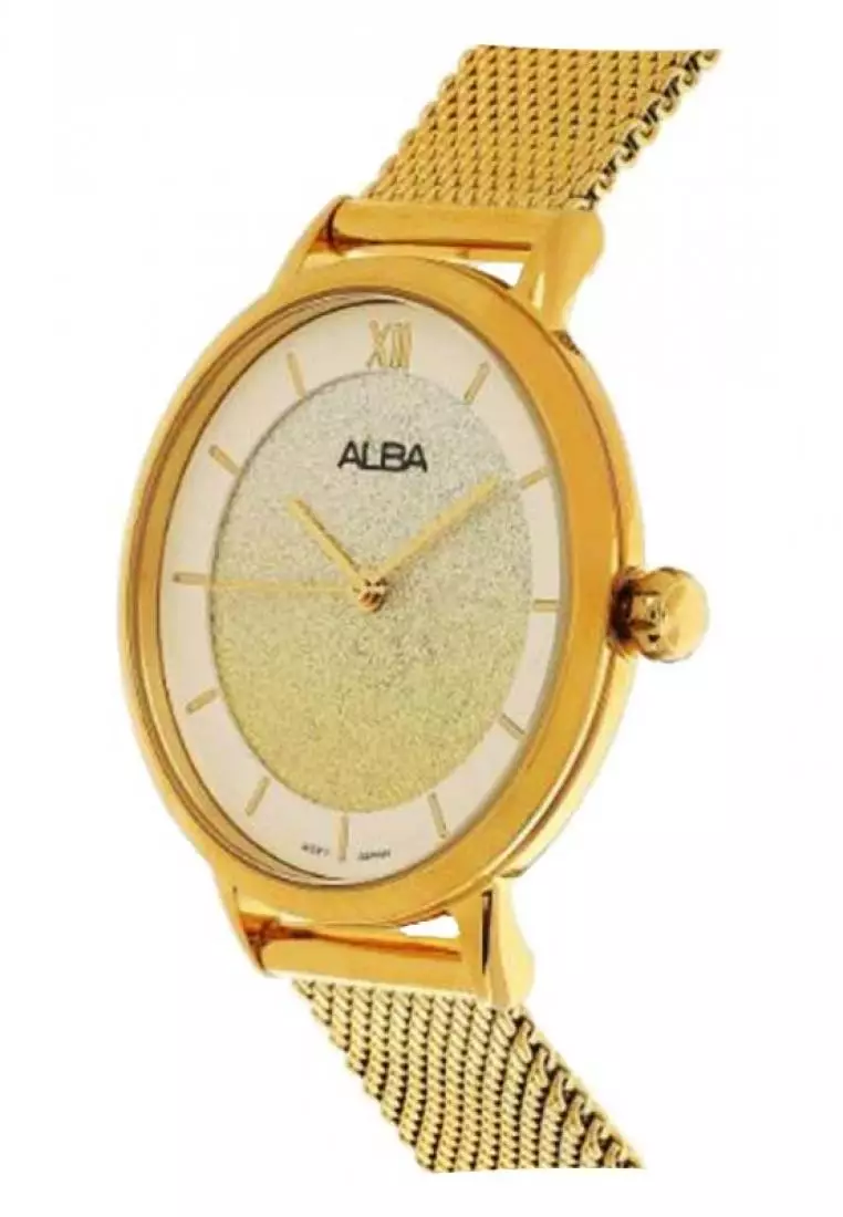 Jam Tangan Wanita Alba Original Garansi Resmi AH8628 AH8628X1 Strap Stainless Steel Gold Mesh Bracelet