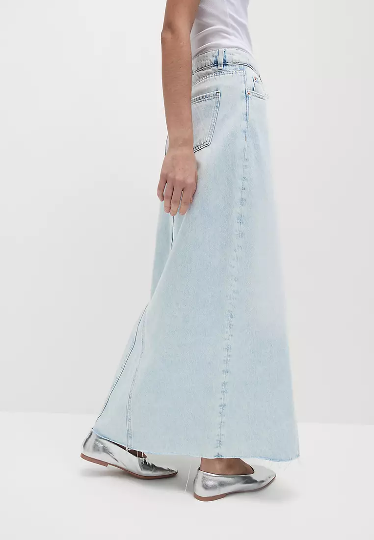 Denim Split Front Maxi Skirt