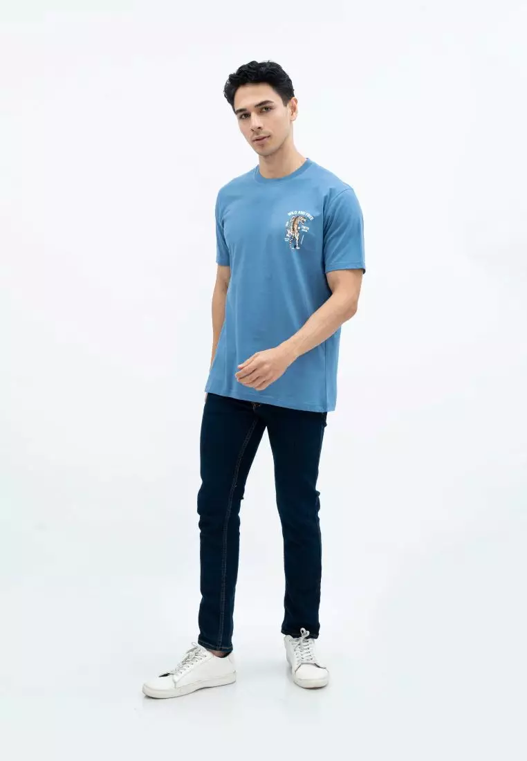 Houseofcuff T-shirt Kaos Motif Wild Pendek Steel Blue Size S-4XL