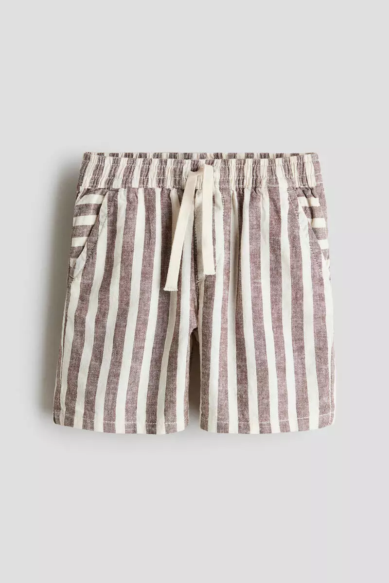Linen-blend drawstring shorts