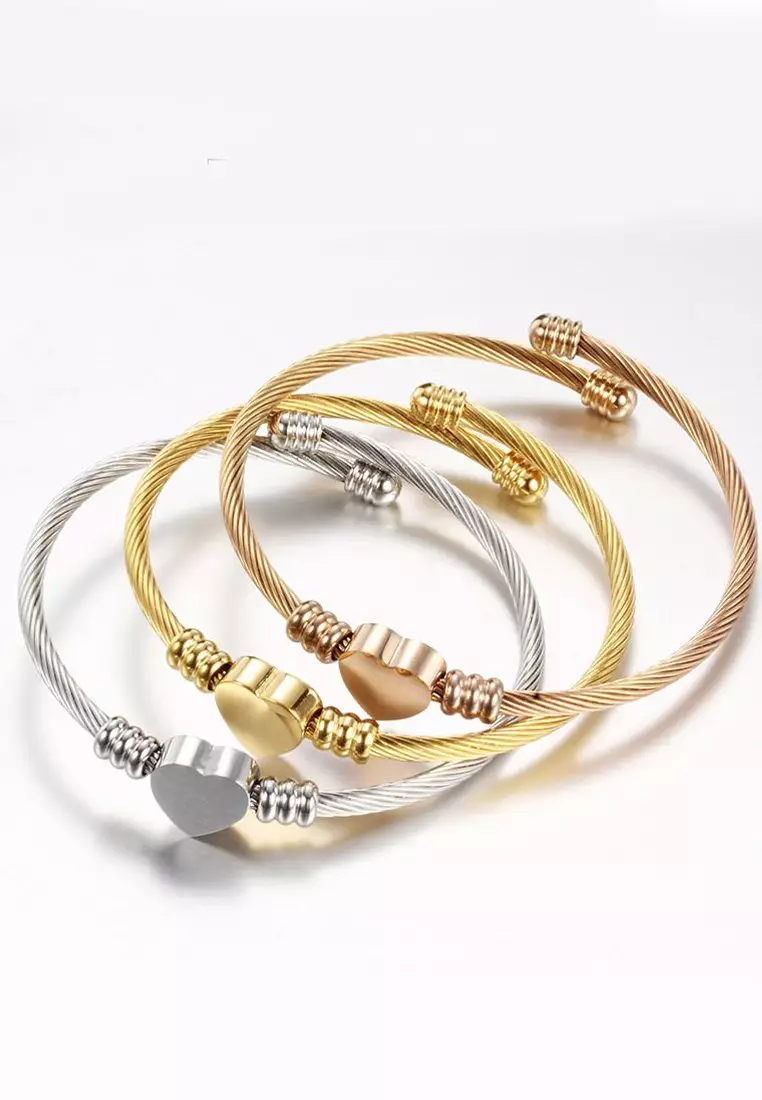 Hathaway Heart Cuff Bangle in Rose Gold