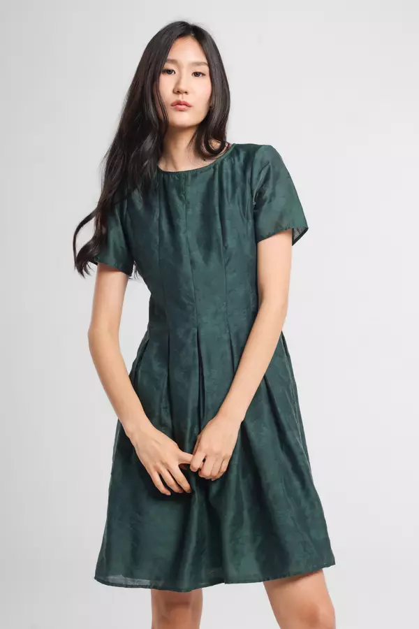 Minimal x Marsha Aruan - Beyle - Fit & Flare Dress - Green Warna Green