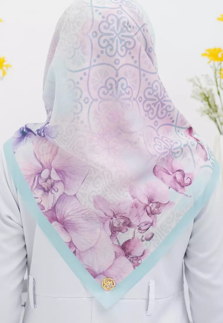 Orchidz Signature Square Voile Scarf Hijab Premium Wanita Tiffany Aqua