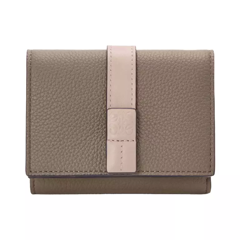 Trifold Wallet Soft Grained Calfskin Taupe/Talc
