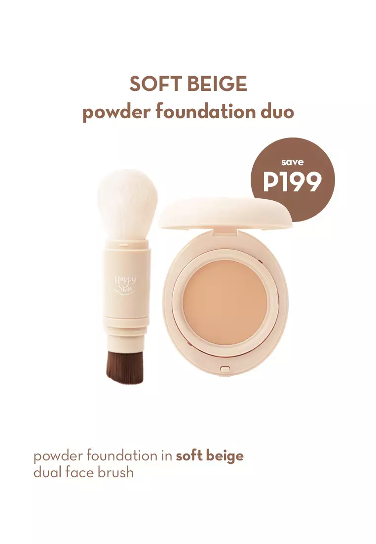 Discount on Happy Skin  shoes - SKU: Off Duty Powder Foundation Duo In Soft Beige (Powder Foundation + Dual-Ended Cosmetics Brush)