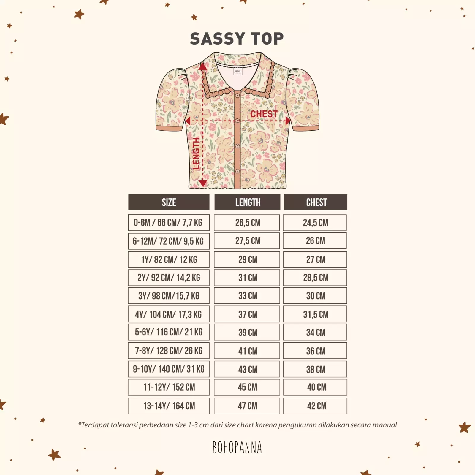 BOHOPANNA - SASSY TOP - ATASAN ANAK PEREMPUAN - FLORIAN