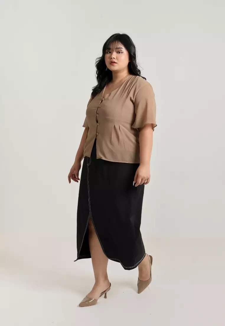 Plus Size Eliza Blouse Taupe