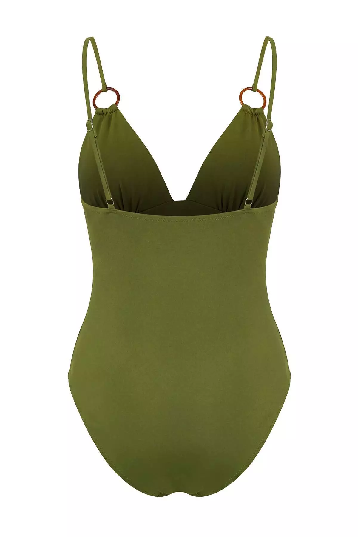 Khaki Accessory V-Neck Covered Regular Swimsuit Tbess26Ma13