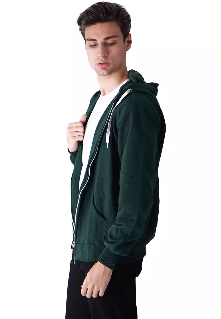 Jaket Polos Hoodie Zipper Sweater Warna Hijau