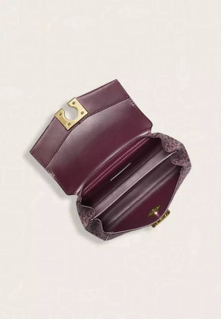 Michael Kors Lita Small Two-Tone Logo and Leather Crossbody Bag Bordeaux Multi