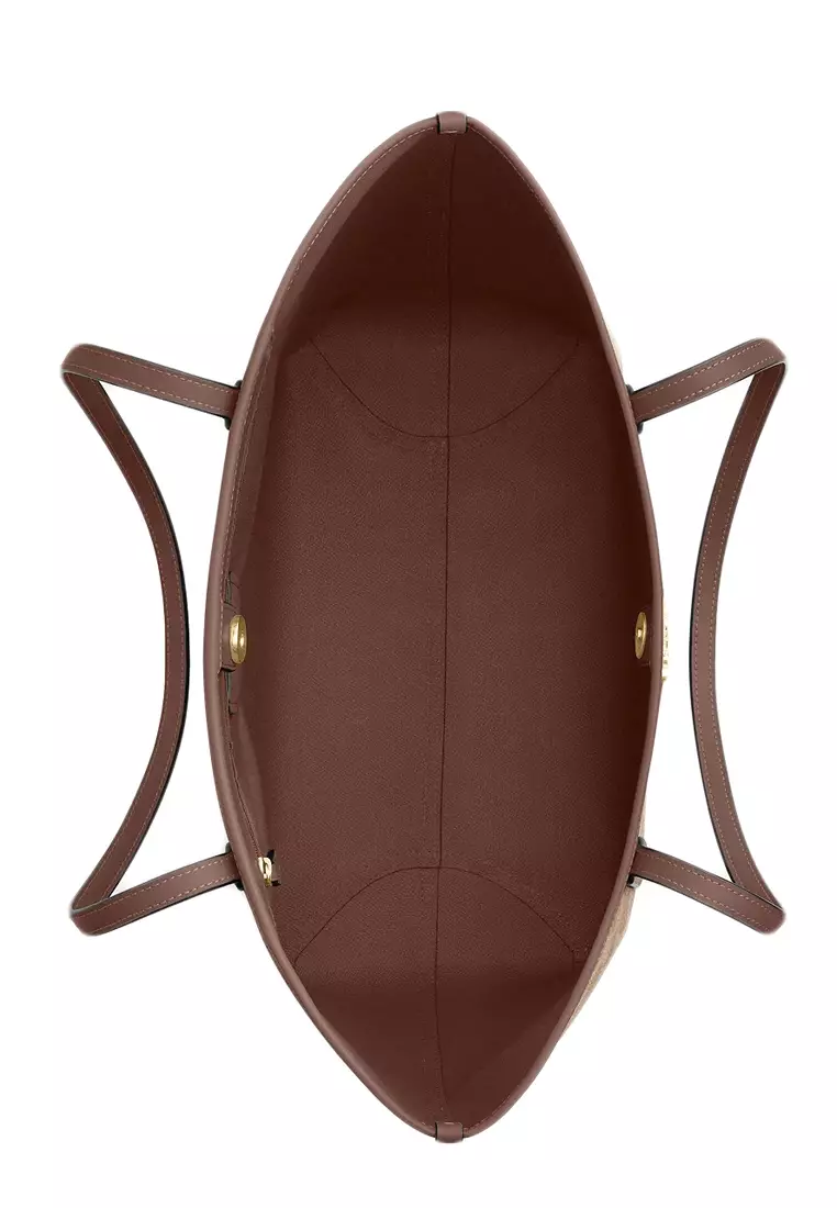 City Tote Bag In Signature Canvas - Tan Brown