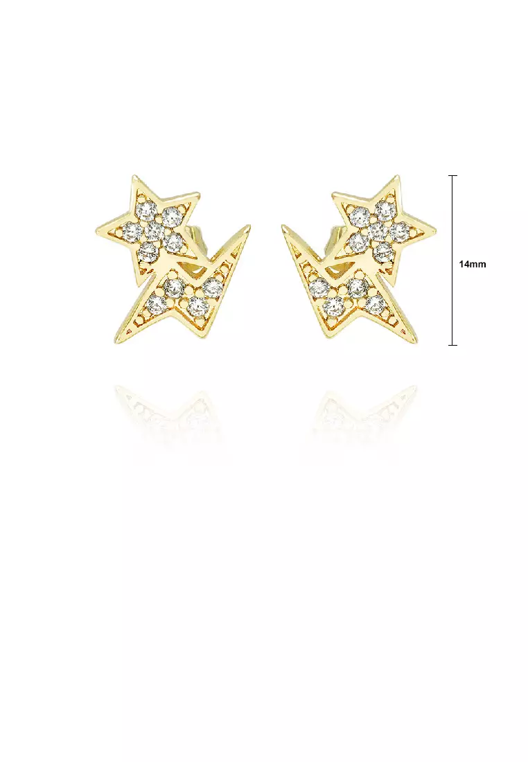 White gold star stud earrings hot sale