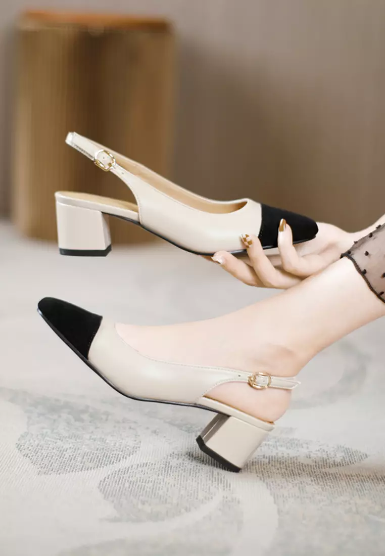 5CM Color Matching Synthetic Leather Slingback Heel TE215-10