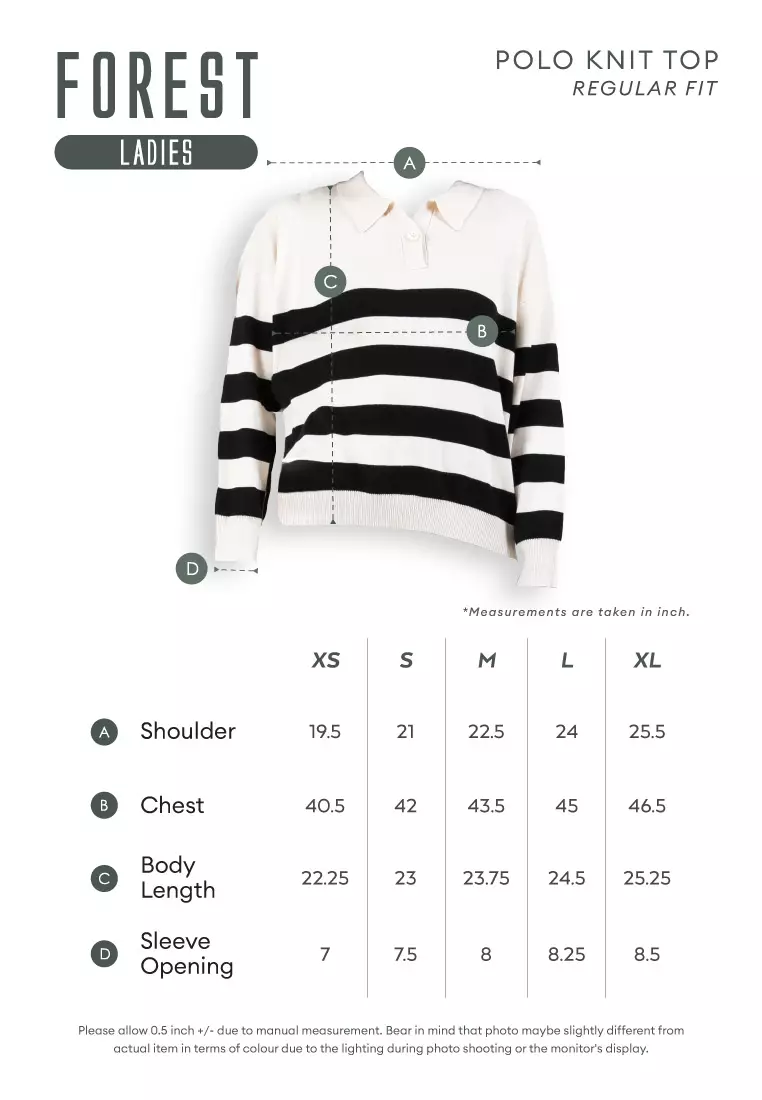 Forest Ladies Striped Knit Top Women Long Sleeve Knitted Sweater | Baju Perempuan Lengan Panjang - 822446-33Navy