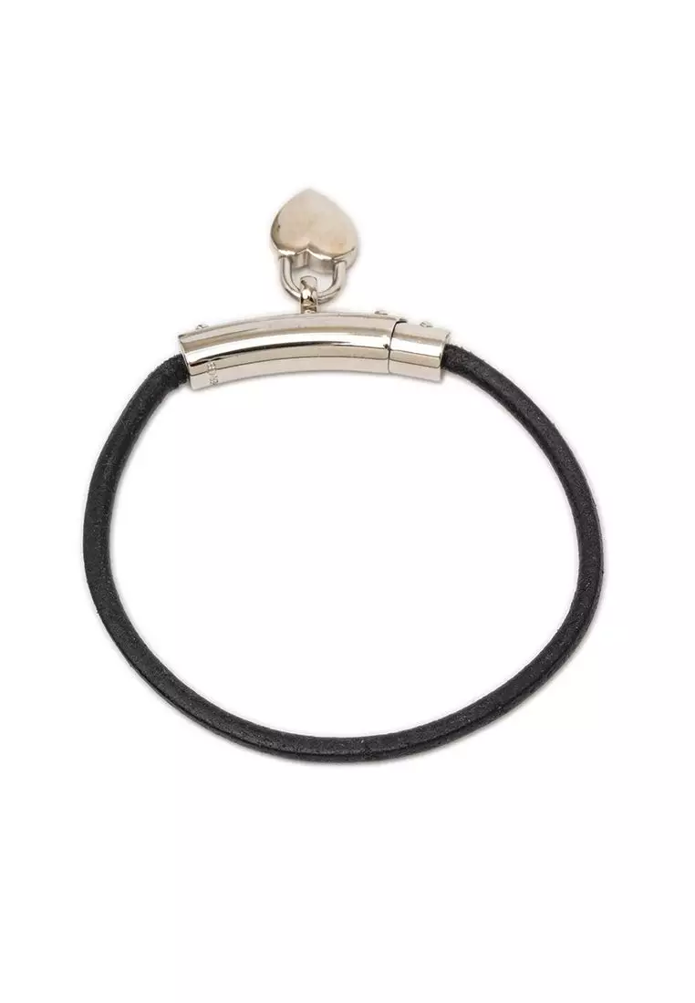 Pre-Loved Hermès Leather Cadena Heart Charm Bracelet