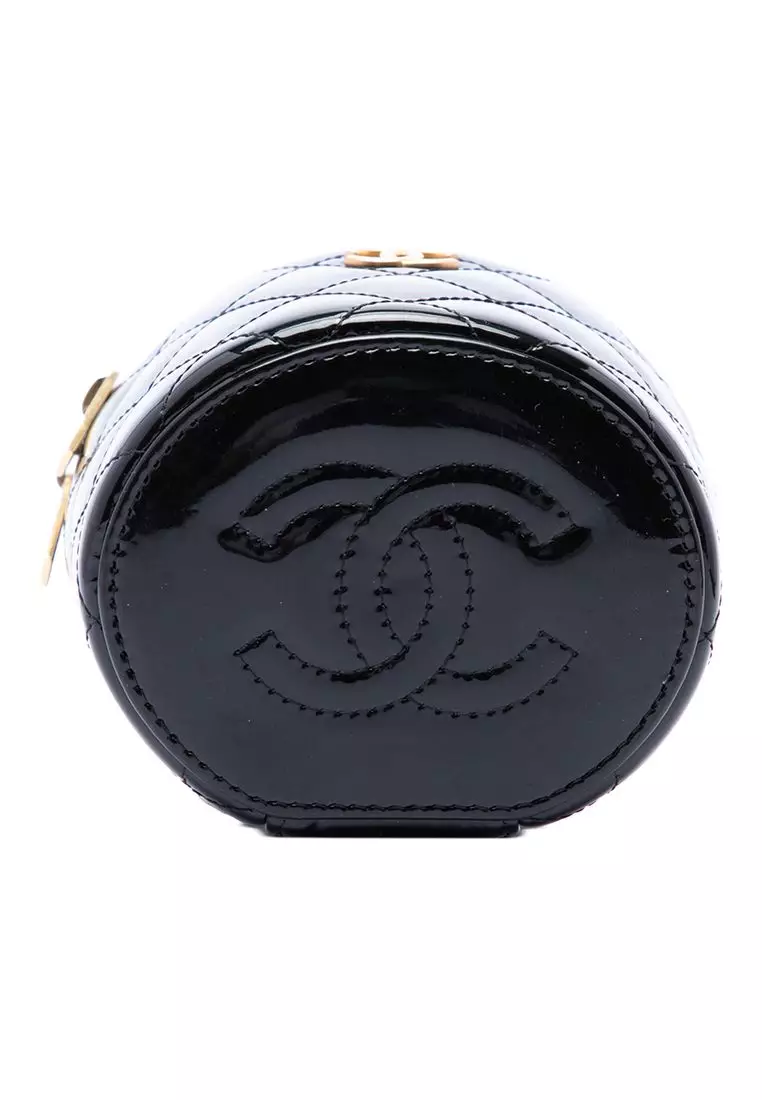 Pre-Loved Chanel Quilted Patent Afternoon Tea Top Handle Vanity Case With Chain