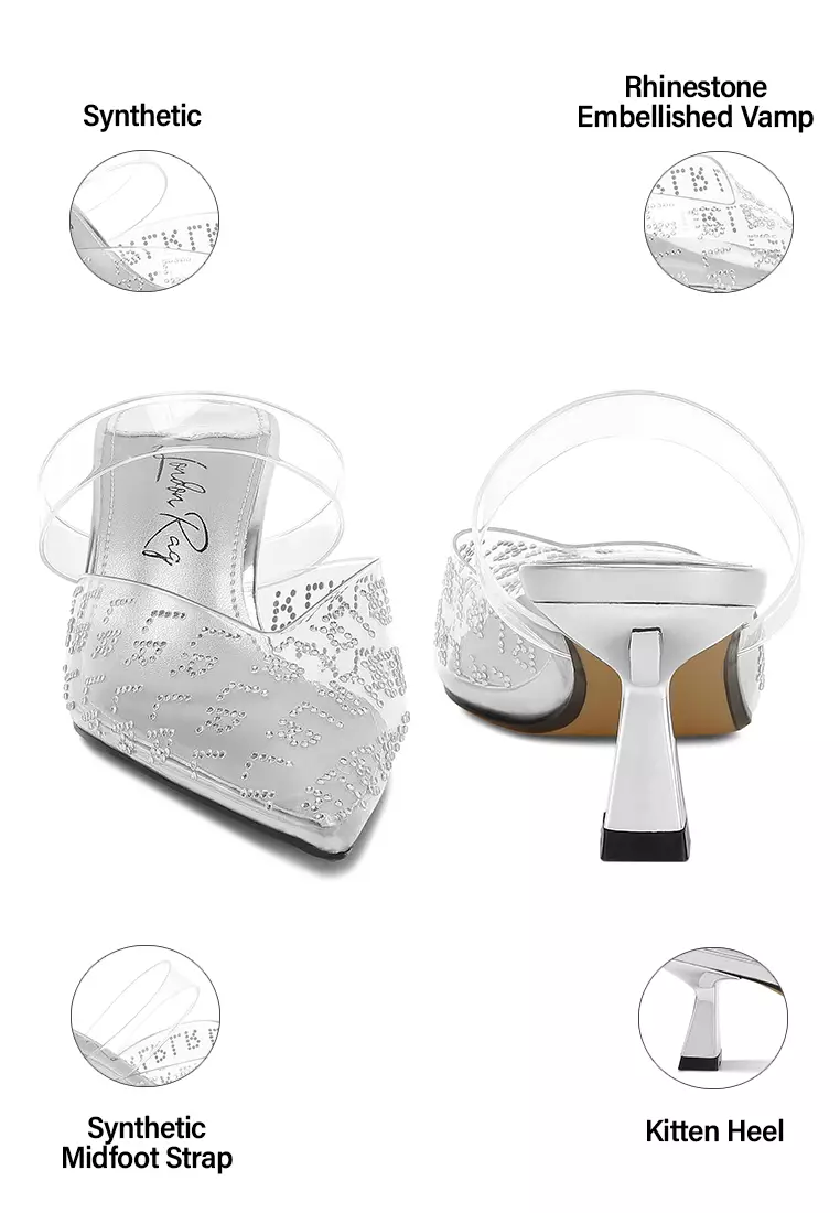 銀色尖頭小貓跟鞋