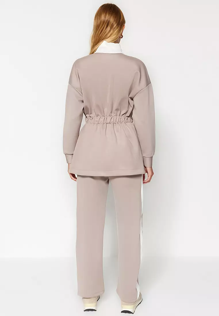 Piping Knitted Scuba Top and Bottom Set