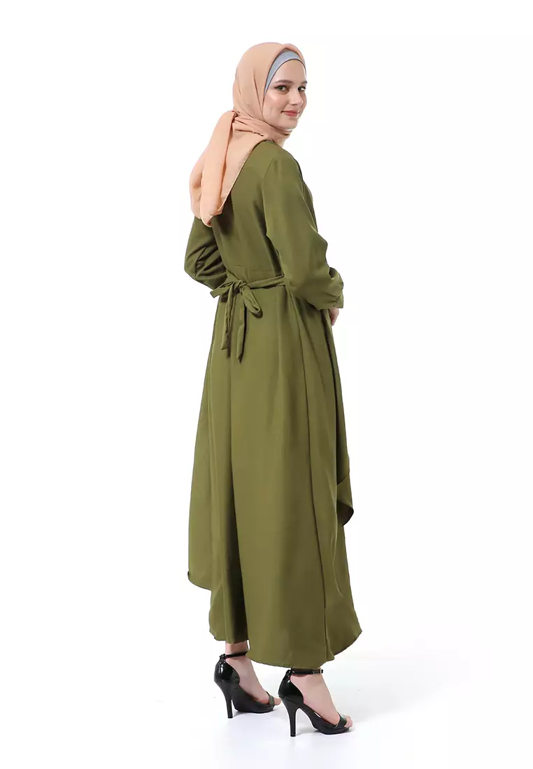 Catline Dress Gamis Jumbo Syar'i Lengan Panjang Regular Fit Premium Quality - Army