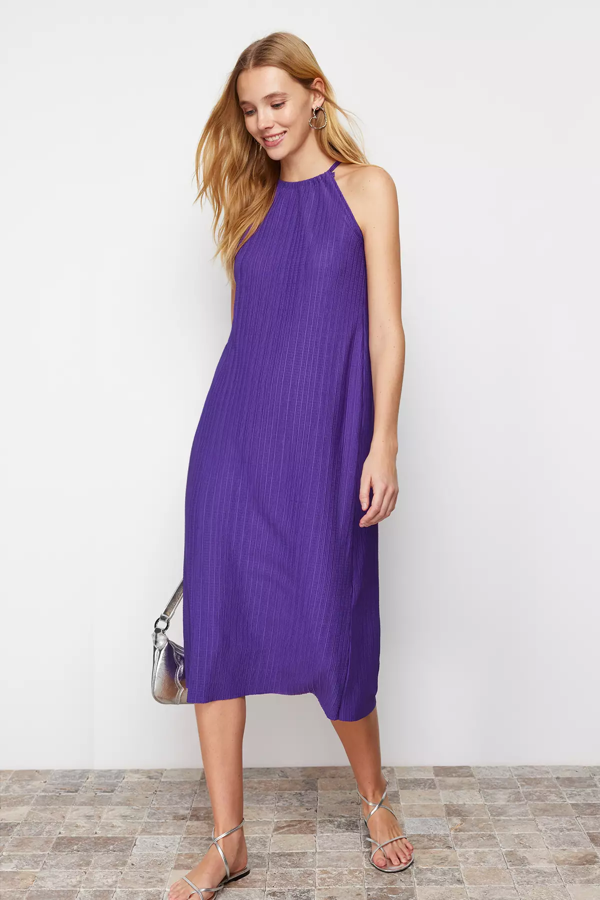 Pleated Knit Dress