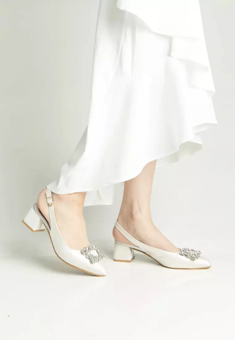 Satin rhinestone heels on sale