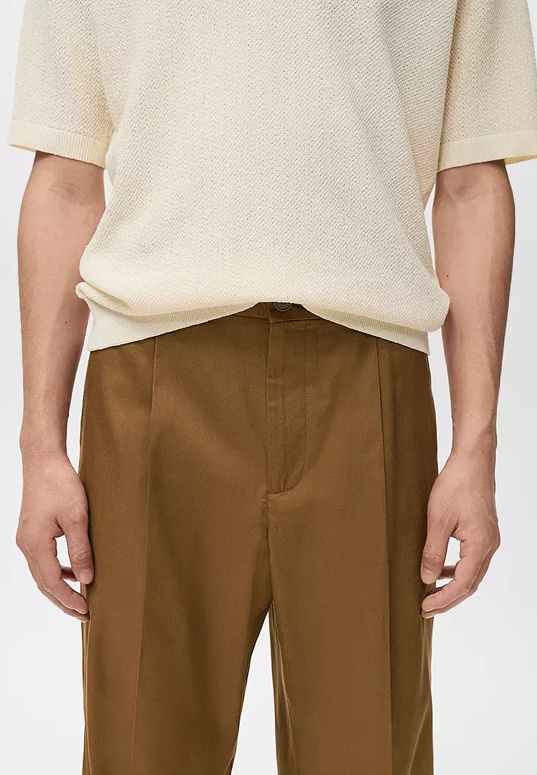 Regular-Fit Pleated Flowy Trousers