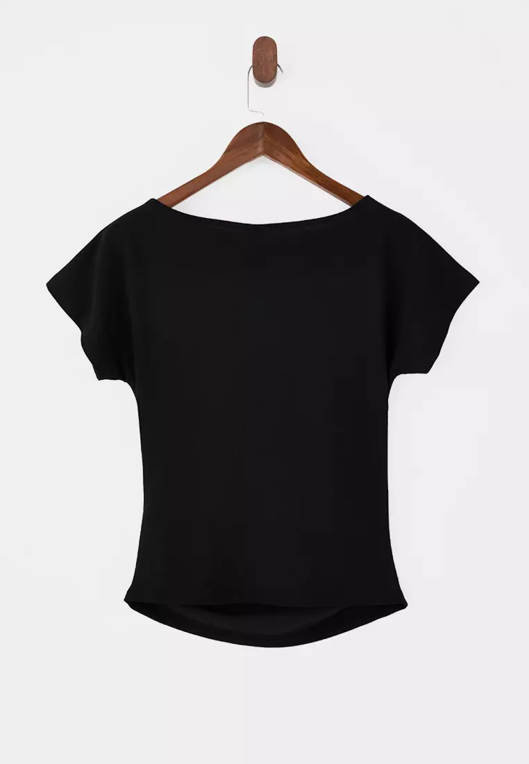 Boat Neck Ruched Top