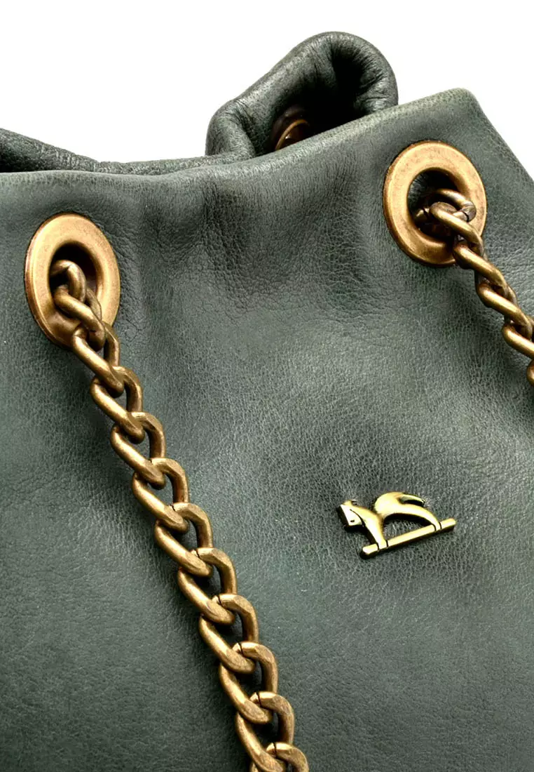 Porto Italy Leather Sling Bag-BCL 159/G-Dark Green