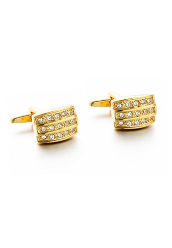 Kings Collection gold Three Rows Crystal cufflinks (KC20316) 1614FAC2A41AA8GS_1