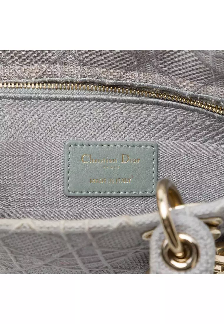 Pre-Loved Dior Medium Embroidered Canvas Cannage Lady D Lite