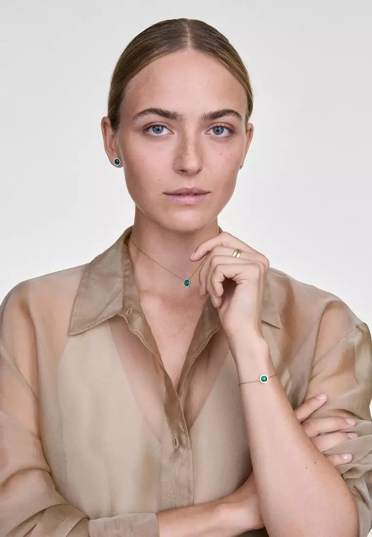 Audrey Necklace Malachite Gold - Unisex Necklace for women and men stainless steel Necklace DW Official Authentic Original kalung perempuan lelaki DW