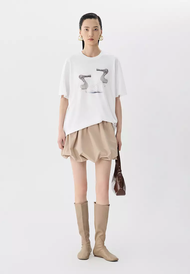 100% Cotton Graphic Print Loose Short-Sleeve T-Shirt