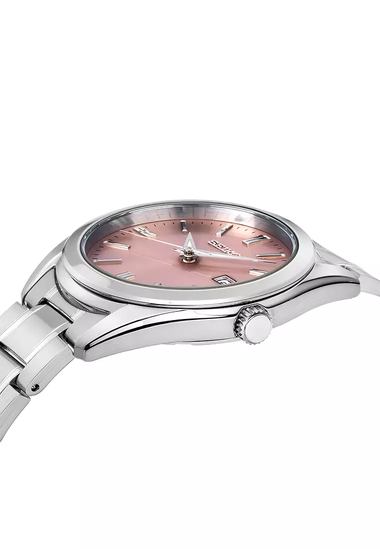 Seiko Quartz Classic Ladies Pink Dial Silver Stainless Steel Bracelet Women’s Watch - SUR529P1