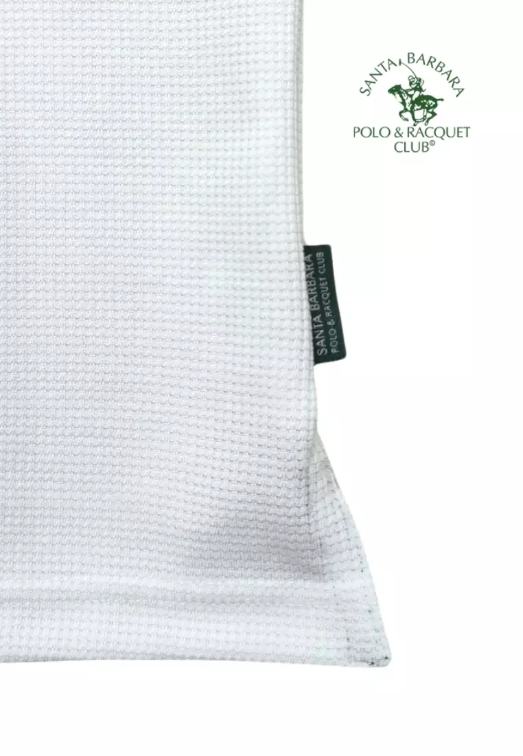 Knits Pique Plain White Polo Shirt for Men with Embroidered Logo