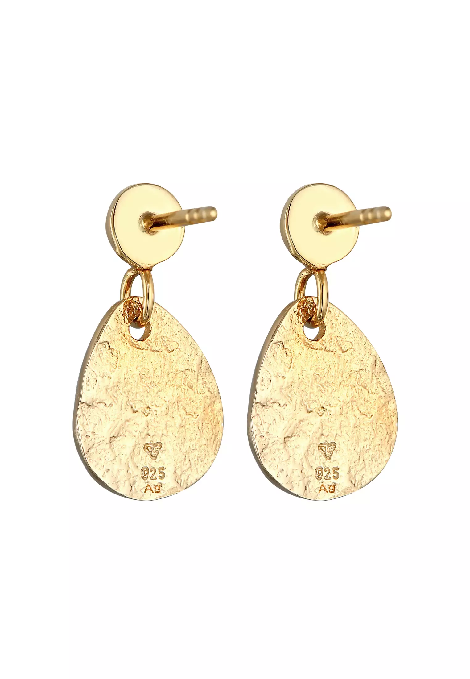 Earrings Drop Structured Gold Plated