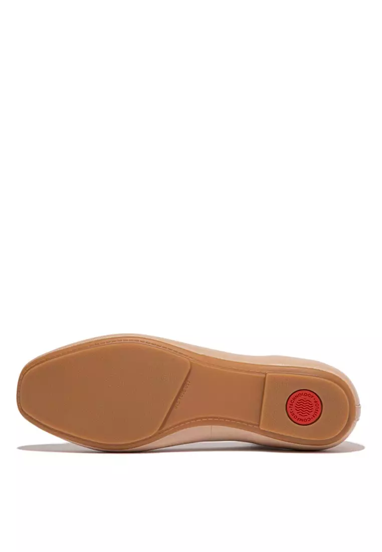 FitFlop DELICATO Bow Soft Leather Ballet Flats - Classic Beige (HX8-B41)
