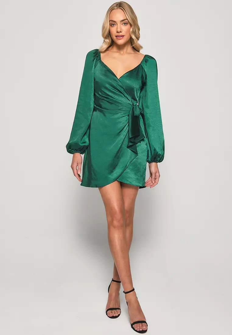 Style State Wrap Front Tie Detail Satin Dress 2024, Buy Style State Online