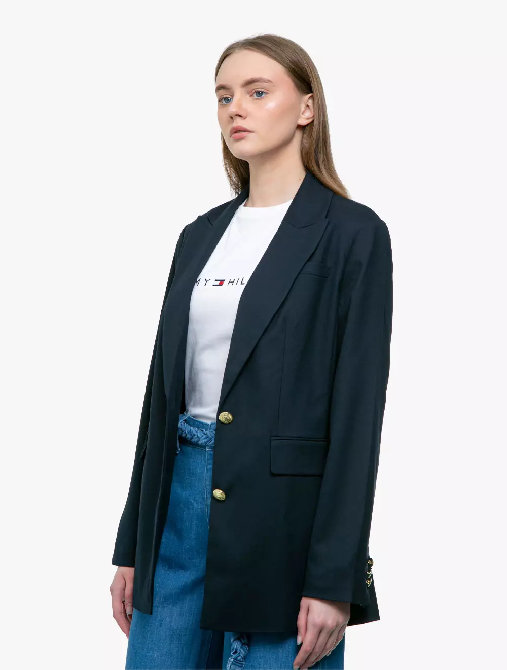 TOMMY HILFIGER - VISCOSE BLENDED BLAZER - NAVY - NAVY