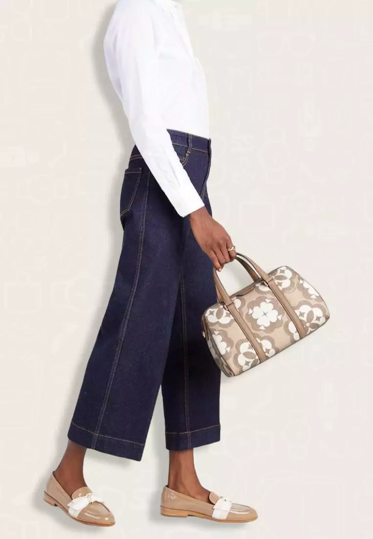 Kate Spade Flower Monogram Eleanor Medium Satchel Natural Multi