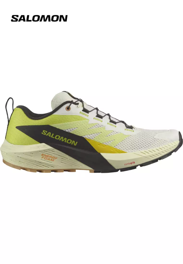 Discount on Salomon  shoes - SKU: SENSE RIDE 5 Men Trail Running Shoes in Vanilla Ice