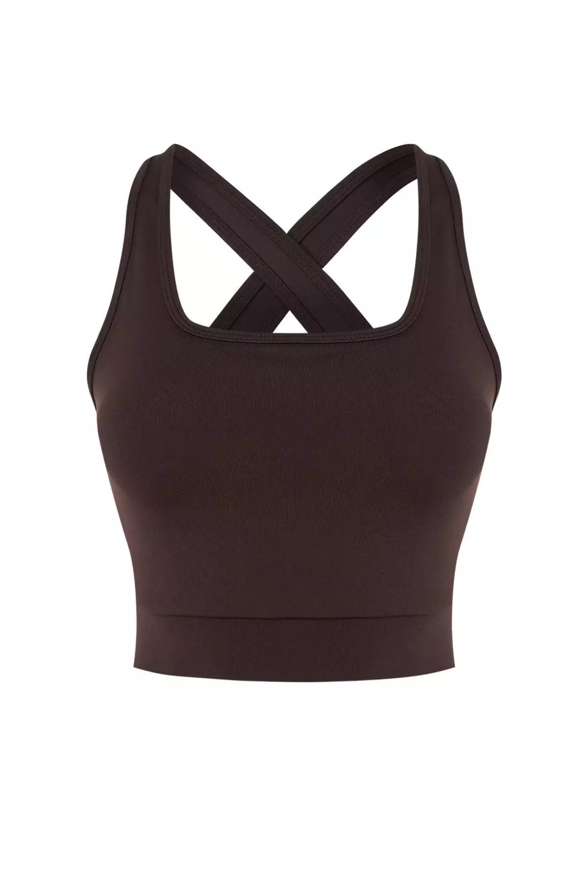 Brown Supportive/Shaping Back Detailed Thick Strap Knitted Sports Bra Twoss22Ss4
