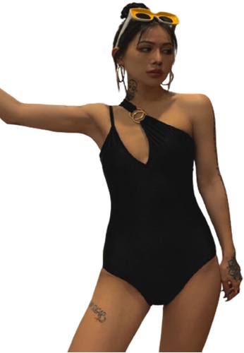LYCKA black LNN1281 Korean Lady One Piece Swimwear Black D81FFUSCCD242DGS_1
