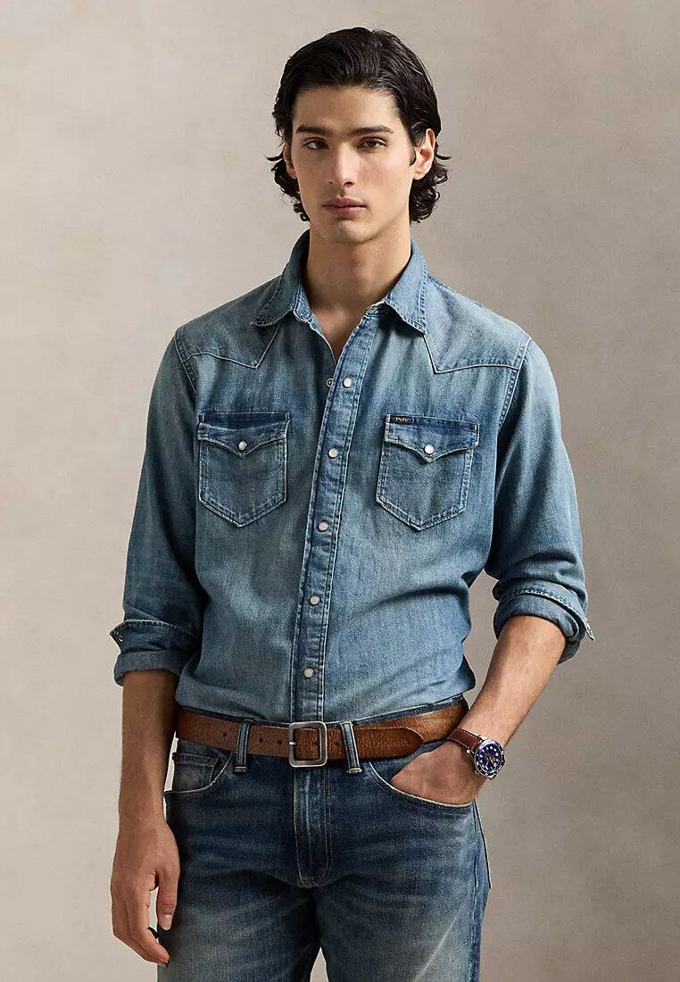 Buy Polo Ralph Lauren Slub Denim Western Shirt Online ZALORA