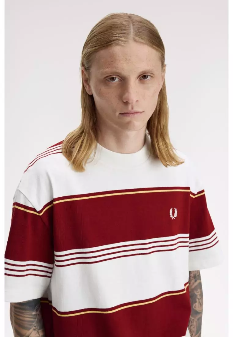 Fred Perry M2410 Heavyweight Striped T-Shirt (Snow White)