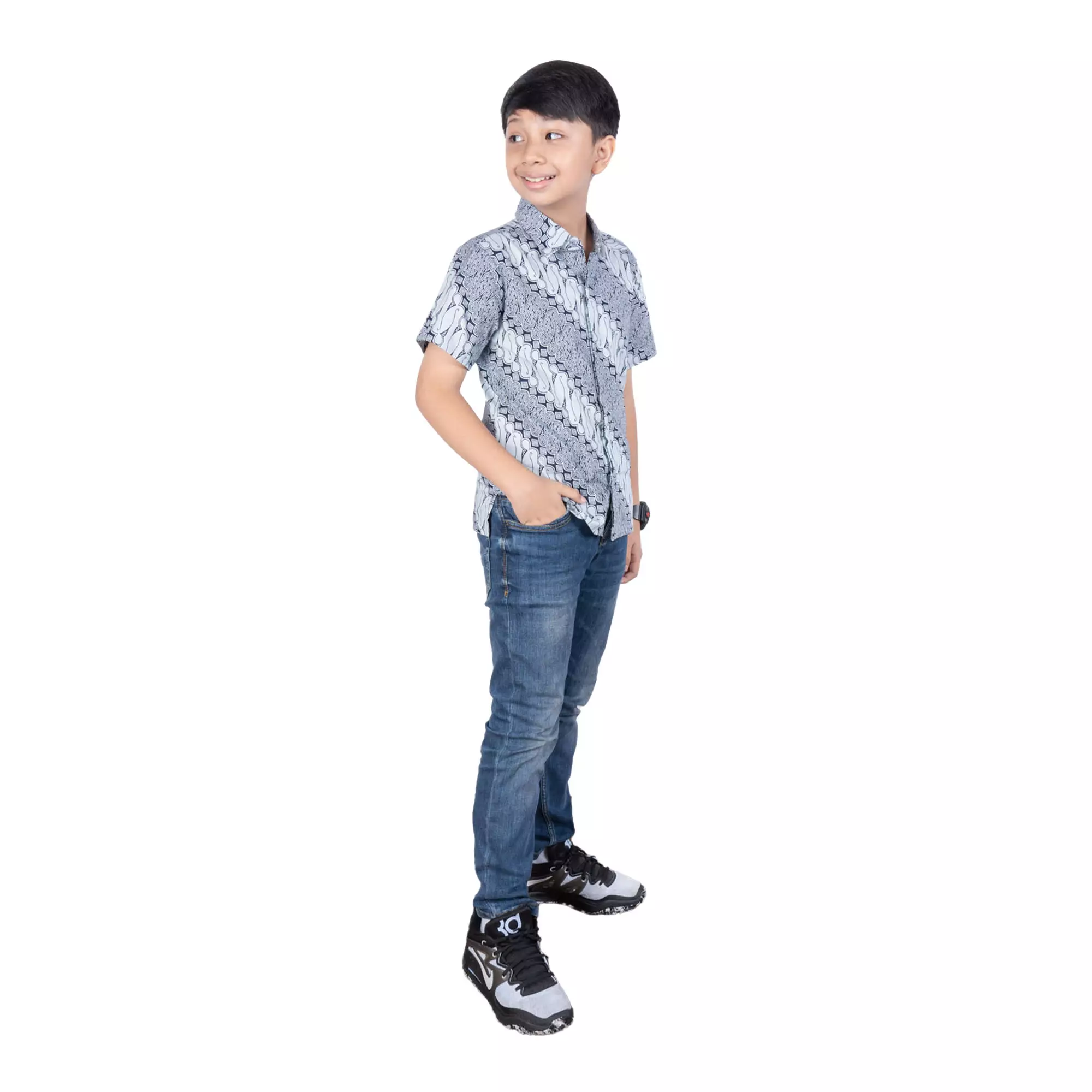Kemeja Batik Anak Laki-laki - Bhatara Batik Jeremy - Atasan Batik Modern Lengan Pendek